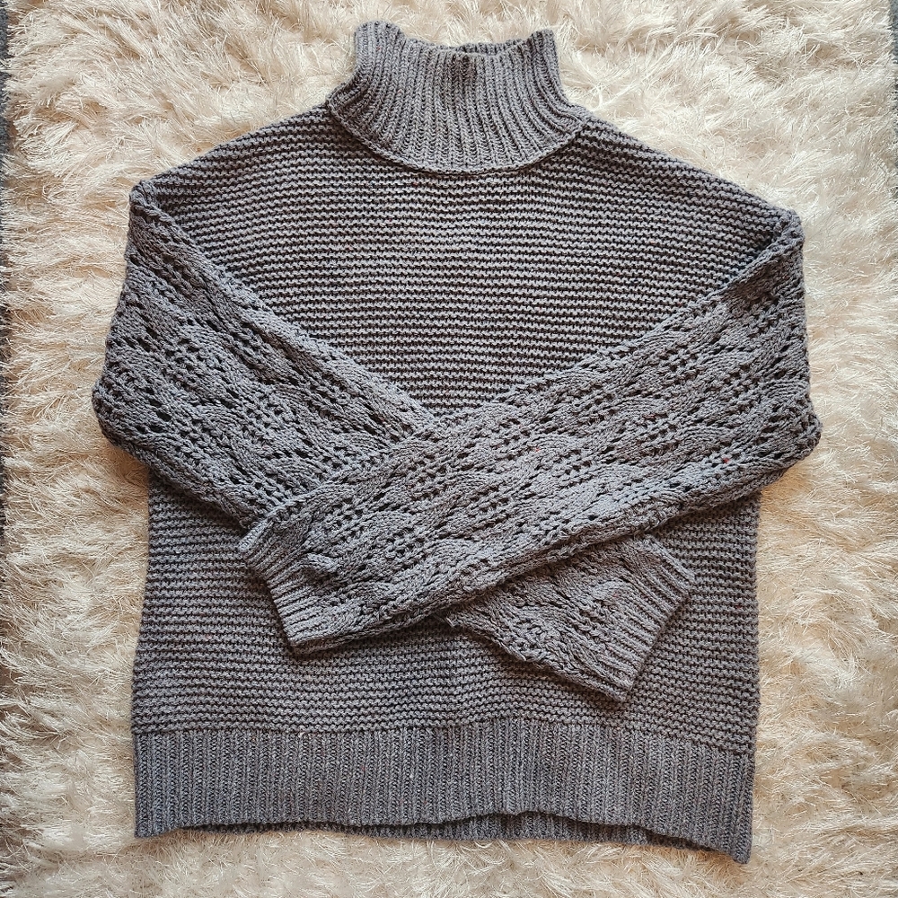 UNIVERSAL THREADS Gray Mock-neck Knitted Gray Cotton Sweater, Size Small, NWT